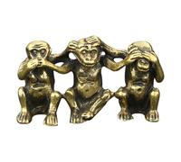 HOMOBABE Bronze Brass Three Wise Monkeys Statue Do Not See Hear Speak Evil Monkey Sculpture Home Office Table Ornament for Desk Décor