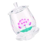 HOMOBABE Buddhist Worship Crystal Glass Offering Cup with Lotus Design, Holy Water Goblet for Temple Use, Decorative Buddhist Temple Supply Water Cup