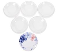 HOMOBABE Ceramic Pigment Holding Tray Set with Lid, 6-layer Porcelain Ink Plates for Watercolor and Gouache Painting, Small Lotus Design Mixing Palette for Artists