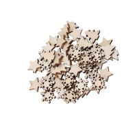 HOMOBABE Christmas Tree Ornaments with Creative Christmas Theme Design Hanging Decorations 50pcs Wooden Beige Color for Door and Wedding Home Decor