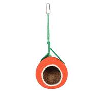 HOMOBABE Coconut Shell Parrot Nest with Pomegranate Design Natural Smooth Surface Bird House for Budgies Peonies and Parrots Indoor Outdoor Hanging Home Nest for Rest and Play Orange Color