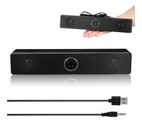HOMOBABE Compact Black Soundbar with High-definition Stereo Sound and Easy-to-use Plastic Design, for Home or Desktop Use with Computer Speakers and Tv Sound Bar System