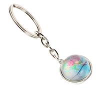 HOMOBABE Creative Globe Keychain with Map Pendant, round Crystal Earth Cabochon Key Ring for Women Men, Handbag Charm and Planet Ornament Accessory