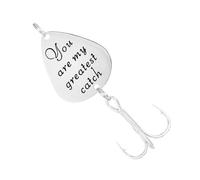 HOMOBABE Creative Stainless Steel Treble Fish Hook Guitar Pick with You Are My Greatest Catch Pattern Strong Fishing Lure Bait for Outdoor Anglers Metal Tackle Accessory for Various Fish