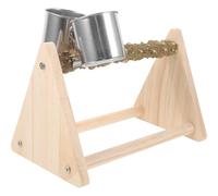 HOMOBABE Desktop Parrot Natural Wood Feeder Stand Training Perch Sturdy Wood Material Beige Colour for Indoor Pet Birds and Parrots