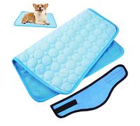 HOMOBABE Dog Cooling Bandana Ice Silk Blanket Cooling Collar and Mat for Small Medium Dogs Lightweight Breathable Summer Pet Accessories
