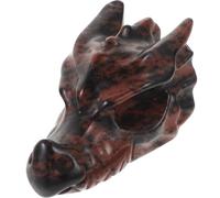 HOMOBABE Elegant Crystal Dragon Head Figurine Brown Decorative Skull Ornament for Office Desk and Rest, Unique Shining Table Adornment with Beautiful Design