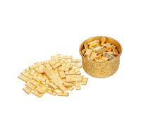 HOMOBABE Feng Shui Treasure Basin Craft Metal Decorative Bowl with Gold Bar Simulation Ingots for Wealth and Prosperity Home Office Ornament Asian Style Blessing Totem