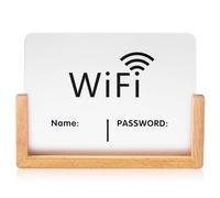 HOMOBABE Freestanding Wifi Password Sign with Acrylic Board on Beech Wood Base, Rewritable Password Display for Guest Wifi in Business and Hospitality, 12X16 CM