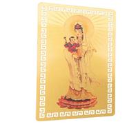 HOMOBABE Guanyin Gold Card Religious Buddhist Amulet Spiritual Amulet Chinese Style Delicate Aluminum Alloy Lightweight Protection Card for Notebooks and Account Books