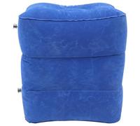 HOMOBABE Inflatable Airplane Foot Rest Adjustable Height Wear-Resistant Blue PVC Flocking with Vent Design and Three-Level Adjustment for Flight Travel Comfort