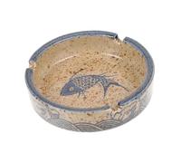 HOMOBABE Japanese Style Ceramic Ashtray Compact Vintage Desktop Ash Holder Decorative Underglaze Finish Easy to Clean for Home and Office Use