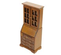 HOMOBABE Miniature Bookshelf Cabinet for Dollhouse 1:12 Scale Walnut Color Storage Cabinet Mini House Furniture for Boys and Girls Play and Decor