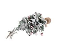 HOMOBABE Miniature Flocked Pine Christmas Tree with Base Small Silver Artificial Xmas Tabletop Decoration Preassembled Indoor Holiday Centerpiece for Mantle and Home No Light