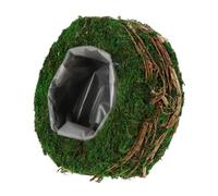 HOMOBABE Moss Succulent Pot Round Flowerpot Vase with Woven Rustic Charm Compact Plant Container for Indoor Outdoor Garden Balcony Low Maintenance Floral Arrangement Supplies