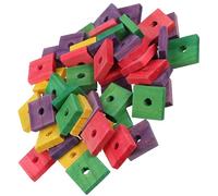 HOMOBABE Parrot Pendant 50Pcs DIY Wooden Chip Chewing Blocks Mixed Colors Hanging Pet for Small Birds and Conures