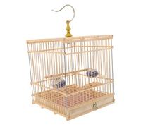 HOMOBABE Portable Bamboo Budgie Cage Carbonized Small Bird Travel Cage with Detachable Feeders for Parakeets Cockatiels Indoor Balcony Use Natural Habitat