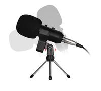 HOMOBABE Professional Condenser Microphone with Stand for Radio Broadcasting and Voice-over Sound, Plastic and Metal Construction, Standard Screw Adapter, 120khz Frequency Response,