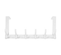 HOMOBABE Punch Free Hook Over The Door Hook Sundries Storage Hanger Heavy Duty No Drilling Installation Space Aluminum Carbon Steel Metal White for Kitchen and Bathroom