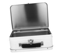 HOMOBABE Retro Decorative Tinplate Trinket Box with Handle Desktop Organizer for Jewelry and Keepsakes Spacious White Storage Container gift for for for for for for Packaging for Women Special