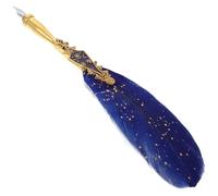HOMOBABE Retro Style Calligraphy Dip Pen with Metal Nib and Blue Plume, Easy Maintenance and Versatile Use for Desktop Art and Artistic Creation, Vintage Charm Writing Instrument