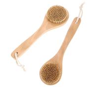 HOMOBABE Scrubber Pig Hair Exfoliation Bristles, Effective Dual, 2pcs Brush Round Head Wood Handle Functionality for Use Massage Dog Bath Wet and