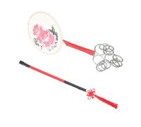 HOMOBABE Sheepskin Hand Drum with Wooden Stick Traditional Jingxi Percussion Instrument Professional Hand Drum for Celebrations and Performances