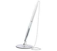 HOMOBABE Silver Metal Professional Ballpoint Signature Pen with Creative Vertical Standing Design, Easy Access and Fixed on Table for Banks and Business Negotiations