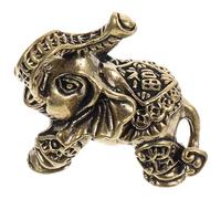 HOMOBABE Solid Vintage Brass Elephant Statue, Miniature Lifelike Elephant Figurine, Creative Brass Ornament for Home Desktop Décor and Feng Shui Accent