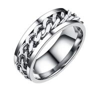 HOMOBABE Stylish Stainless Steel Spinner Ring for Men Boys Finger Jewelry with Unique Rotatable Design with Box Minimalist Fashion Accessory for Everyday Wear
