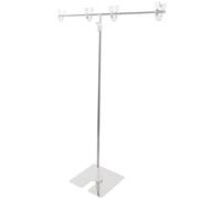 HOMOBABE T-Shaped Height Adjustable Poster Stand Display Stand Silver Stainless Steel Material Creative Appearance Simple Structure Fine Workmanship Easy to Carry for Exhibitions and Retail