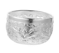 HOMOBABE Thai Traditional Hand Carved Multipurpose Tin Bowl Sturdy Decorative Salad and Rice Serving Bowl for Spa Salon Home and Bathroom Use