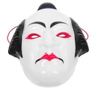 HOMOBABE Traditional Kabuki Mask Samurai Cosplay Full Face Plastic Mask Japanese Aesthetic Comfort Fit Unisex Design for Performances and Festivals