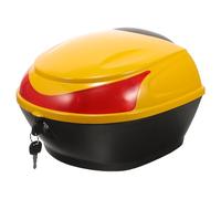 HOMOBABE Universal Small Motorcycle Rear Storage Case Trunk Yellow Scooter Tail Box Toolbox for Motorbike Rear Rack Luggage Powersports Accessories
