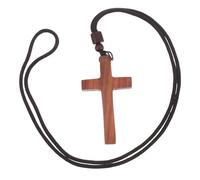HOMOBABE Wooden Crucifix Pendant Necklace Handcarved Sandalwood Faith Jewelry for Men Women Vintage Christian Cross Easter Party Church Accessory