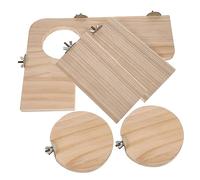 HOMOBABE Wooden Pet Springboard Set for Parrots, Hamsters, Chinchillas and Small Pets, Includes 5 Safe and Practical Climbing Boards in L-shaped, Rectangular round Designs, Household