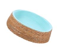 HOMOBABE Woven Wicker Round Pet Bed Natural Rattan Sturdy Cat Sleeping Nest Small Green Pet Mat Comfortable Dog House for Indoor Use