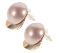HOMOCONO 1 Pair Large round Disc Pearl Earrings for Women, Comfortable Lightweight Statement Accessory with Elegant Plastic and Copper Design for Casual and Formal Outfits