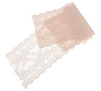 HOMOCONO 1 Roll Beige Floral Stretchy Elastic Lace Fabric Trim 15cm Wide Nylon Material for Handmade Material for Dresses Or Decorate Bags DIY Sewing Crafts
