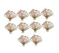 HOMOCONO 10 Pcs Hollow Fan Charms Cherry Blossom Pattern Pendants for DIY Jewelry Making Delicate Fan Shaped Accessories for Bracelets Necklaces and Scrapbooking