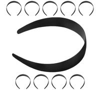 HOMOCONO 10pcs Black Plastic Headbands for Women DIY Crafting Hair Accessories, Sturdy Polycarbonate Material with Wide Hard Plain Design, Securely Holds Hair, for Wedding and Everyday Use