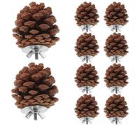 HOMOCONO 10pcs Natural Pine Cone Chewing for Parrots and Small Animals, Hard to Scratch Bird Cage Foraging, Sturdy Hanging Parakeet for Biting and Chewing Fun
