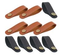 HOMOCONO 10Pcs PU Leather Guitar Headstock Strap Locks Non-Slip Tie Button for Acoustic Electric Guitar, Ukulele, and Bass Accessories with Black and Brown Colors