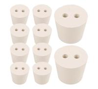 HOMOCONO 10pcs Reusable Rubber Stoppers for Lab Use with Double Hole Tapered Design, Versatile Compatibility for Test Tubes and Vials, Beige Chemistry Supplies for Scientific and Industrial