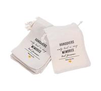 HOMOCONO 10pcs White Cloth Drawstring Bags Hangover Pack for Bridal Shower and Bachelor Party Decorations, Small Elegant Party Favor Bags with Easy Carrying and Chic Design
