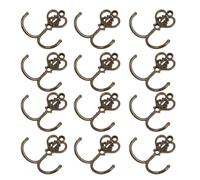 HOMOCONO 12 Sets Vintage Metal Double Prong Coat Hooks Heavy Duty Wall Mounted Dual Hook Functionality for Entryway, Bathroom, Wardrobes Antique Gold Wall Mounted Towel and Coat Holder