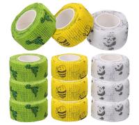 HOMOCONO 12Pcs Athletic Finger Wrap Tape Elastic Self-Adhering Breathable Non-Woven Fabric Set Dinosaur, Panda and Bee Patterns for Sports Injury and Skin Protection