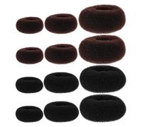 HOMOCONO 12pcs Hair Donut Bun Makers for Women, Adjustable Nylon Large Rings for Quick Hairstyle Changes and All-day Wear, Easy Bun Styling Accessories in Black and Brown