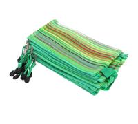 HOMOCONO 12pcs Nylon Rainbow Stripes Pencil Case with Zipper for Organizing and Protecting Small Office Supplies, Green Mesh Storage Bag Suitable for Office and School Use, 23.5x12cm