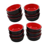HOMOCONO 12pcs Realistic Black and Red Plastic Soup Bowls for Dollhouse Tableware Accessories for Miniature Kitchens and Decoration